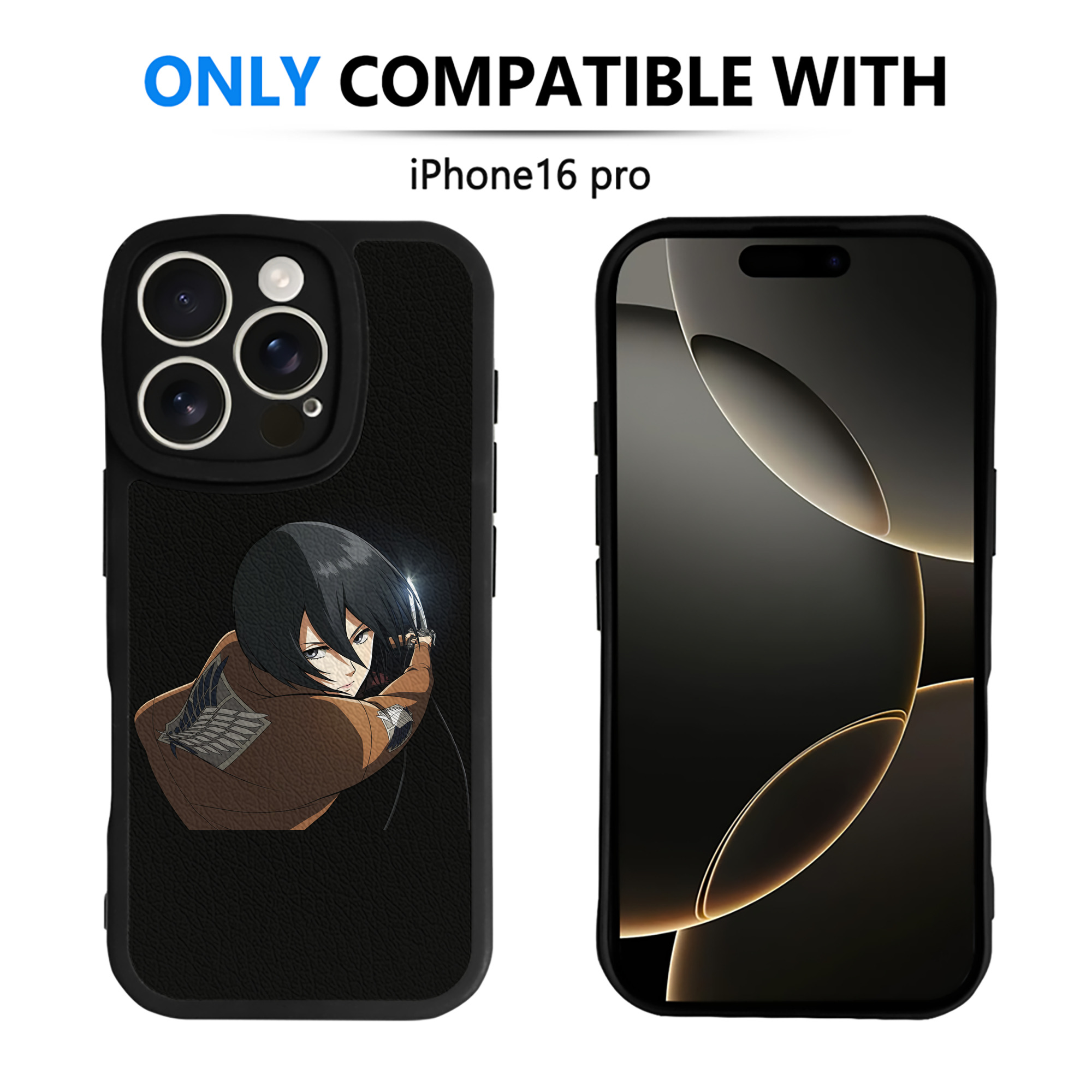 （画像用） 進撃の巨人 ミカサ·アッカーマン Attack on Titan Mikasa Ackerman 【iPhone 16シリーズ対応】シリコンスマホケース（レザー調） 材質：シリコン
